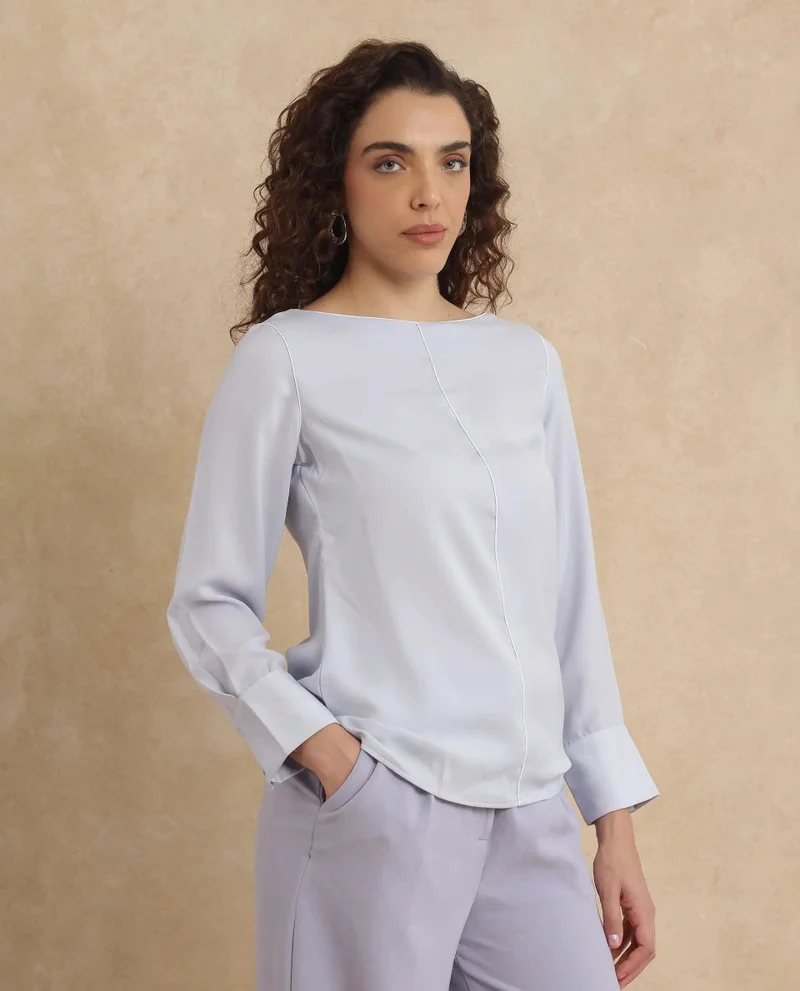 Rareism Women's Contrast Piping Detail Top