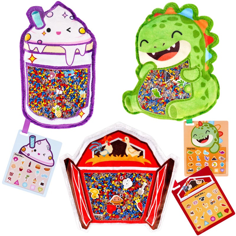 Joyreal Hide and Seek Busy Bag 3 Pack Seek and Find Hidden Object Game Sensory Hidden Object Search Problem Solving Travel Game for Kids 3 Including Alphabet Food Fish Animal - Image 3