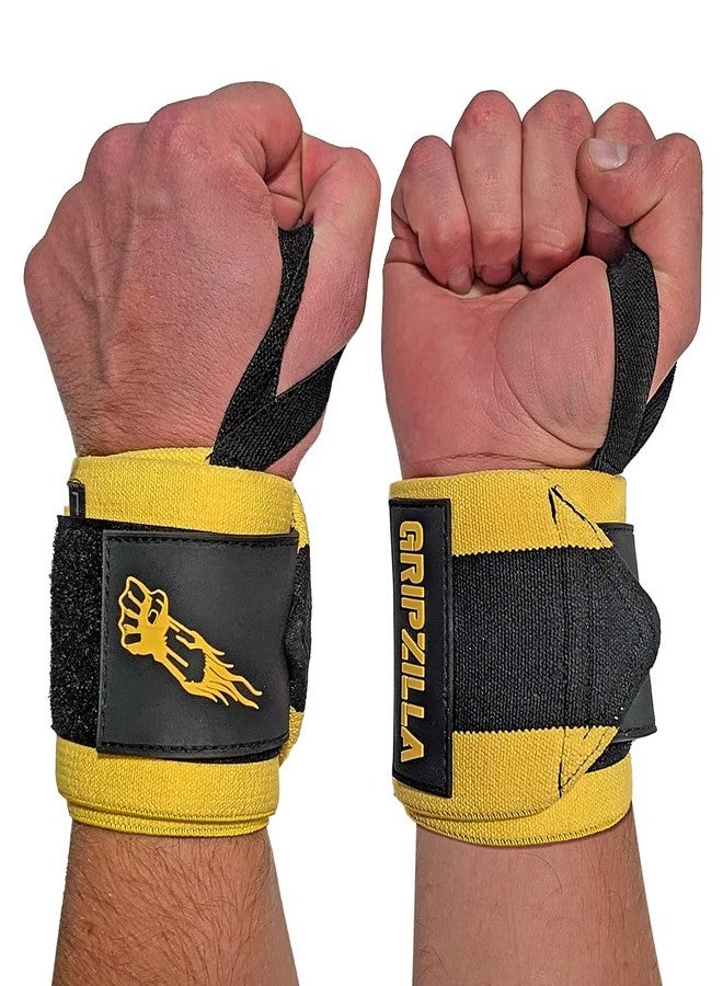GRIPZILLA Weightlifting Wrist Wraps for Men & Women - Ultimate Wrist Support with Thumb Loop for Powerlifting, Strength Training, Bodybuilding, Workouts & Pain Relief. Flexible, Elastic, Adjustable, - Image 1