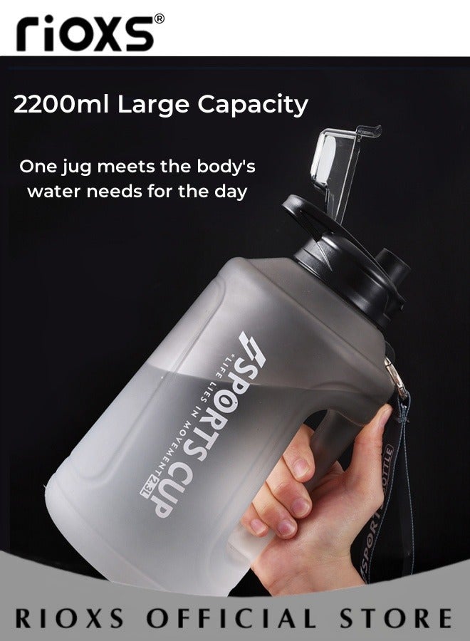 RIOXS 2.3L Motivational Water Bottle, Large Capacity Water Jug with Time Marker, Carrying Cord and Carrying Cord, Leak Proof Sports Bottle, BPA Free, Suitable for Everyday Use in Fitness Gym, Sports, Home and Office  - Image 5