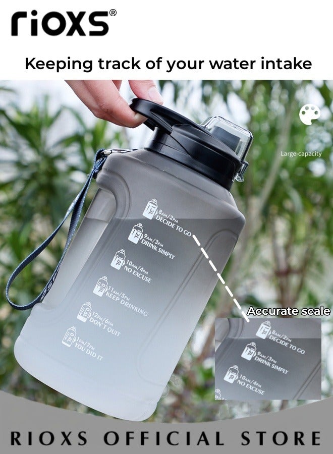 RIOXS 2.3L Motivational Water Bottle, Large Capacity Water Jug with Time Marker, Carrying Cord and Carrying Cord, Leak Proof Sports Bottle, BPA Free, Suitable for Everyday Use in Fitness Gym, Sports, Home and Office  - Image 3