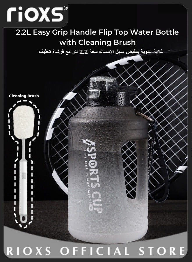 RIOXS 2.3L Motivational Water Bottle, Large Capacity Water Jug with Time Marker, Carrying Cord and Carrying Cord, Leak Proof Sports Bottle, BPA Free, Suitable for Everyday Use in Fitness Gym, Sports, Home and Office  - Image 2