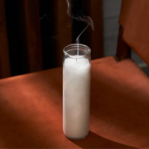 Simply Soson 2x8 inch 7 Day White Pillar Candles in Glass Set of 3, Up to 90 Hour Burn time, Unscented Prayer, Religious Candles for Memorials, Vigil, and Emergency - Image 5