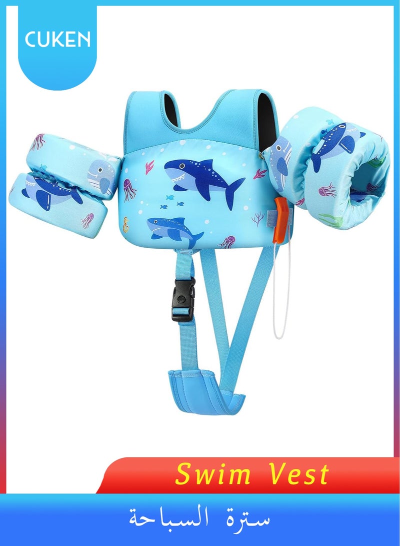Cuken Toddler Swim Vest, Toddler Floaties Fit 13-30/22-44 Lbs, Kids Swim Jacket with Adjustable Strap, Arm Floaties Water Wing Arm Band for Children Learn to Swim, Puddle Sea Beach Jumper Boy Girl - Image 1