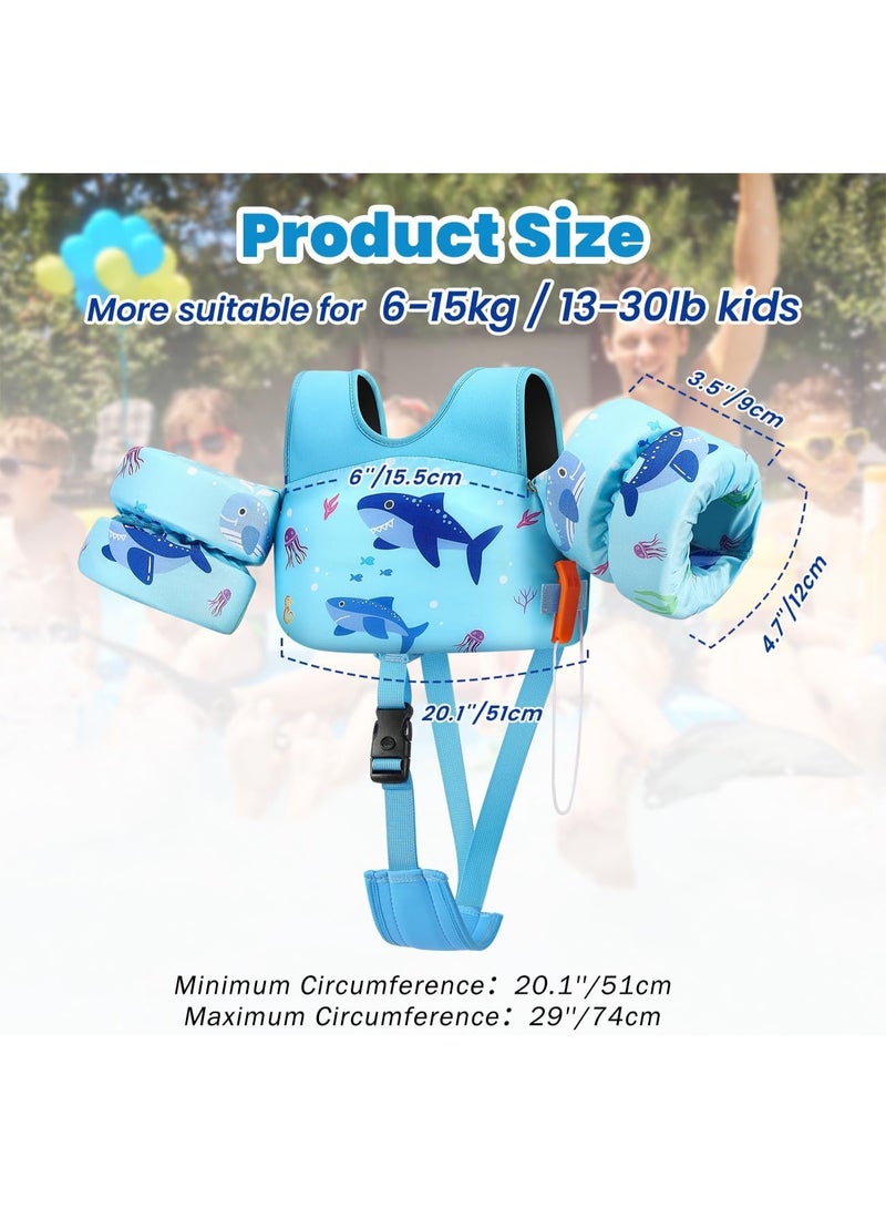 Cuken Toddler Swim Vest, Toddler Floaties Fit 13-30/22-44 Lbs, Kids Swim Jacket with Adjustable Strap, Arm Floaties Water Wing Arm Band for Children Learn to Swim, Puddle Sea Beach Jumper Boy Girl - Image 3