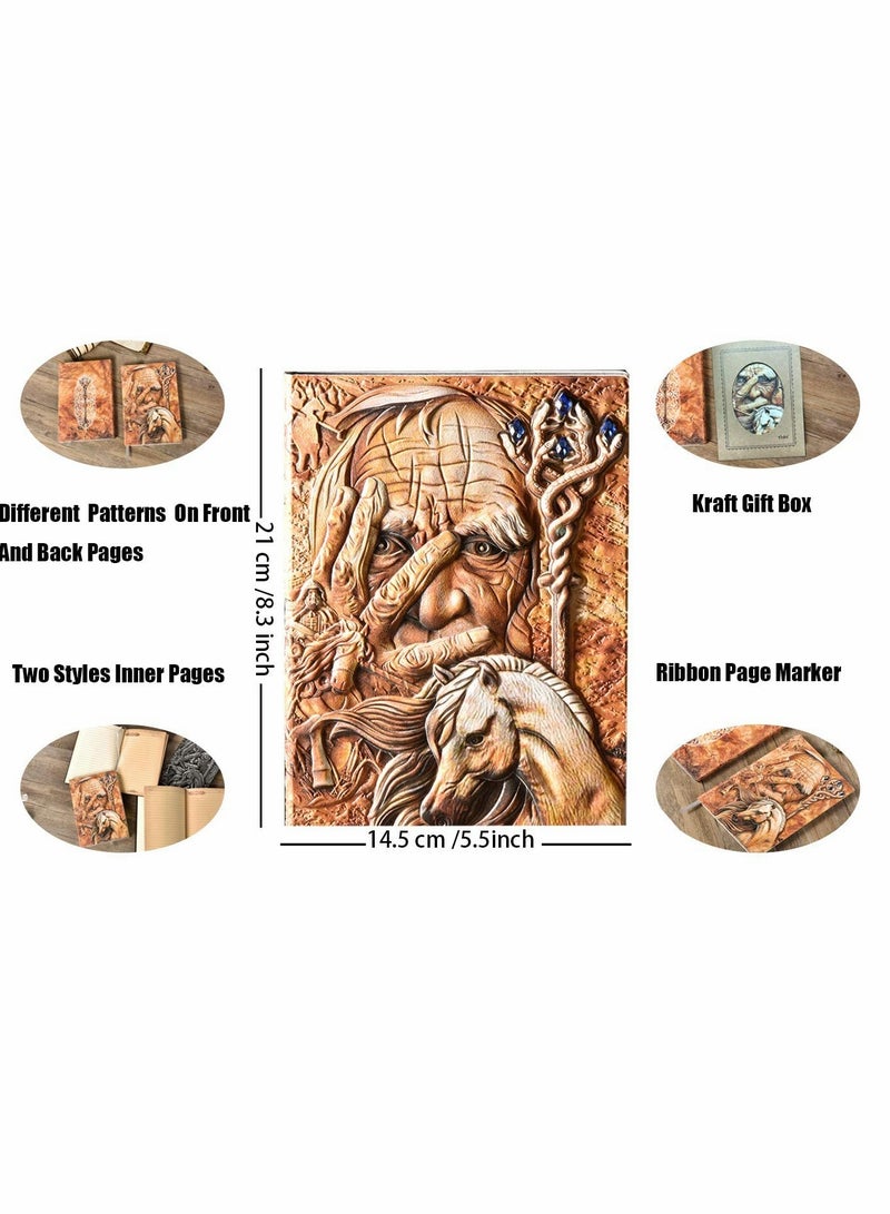 KASTWAVE Vintage Notebook Journal a5 Lined, Hardback Leather Notebook Embossed Handmade Travel Diary, 200 Ruled Pages Birthday Gift for Women Men Friend Kid Boy Girl, Colorful - Image 2