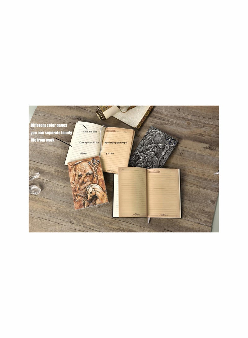 KASTWAVE Vintage Notebook Journal a5 Lined, Hardback Leather Notebook Embossed Handmade Travel Diary, 200 Ruled Pages Birthday Gift for Women Men Friend Kid Boy Girl, Colorful - Image 3