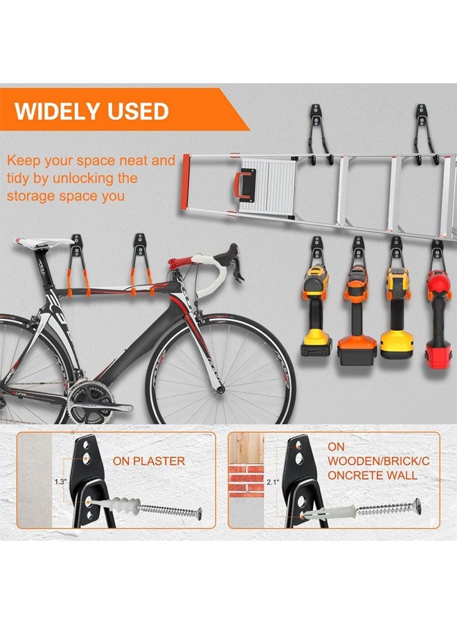 2Pack Garage Storage Utility Hooks，Garage Garden Tool Organizer，Steel Wall Mount Hooks, Large Garden U Hooks  for Organization and Storage, Tool Organizer (Black） - Image 2