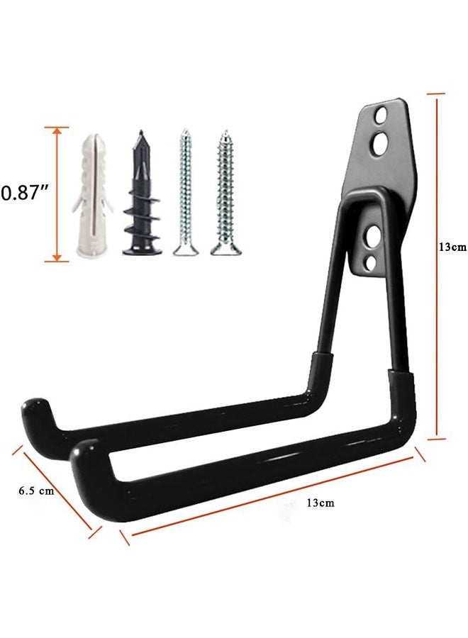 2Pack Garage Storage Utility Hooks，Garage Garden Tool Organizer，Steel Wall Mount Hooks, Large Garden U Hooks  for Organization and Storage, Tool Organizer (Black） - Image 4