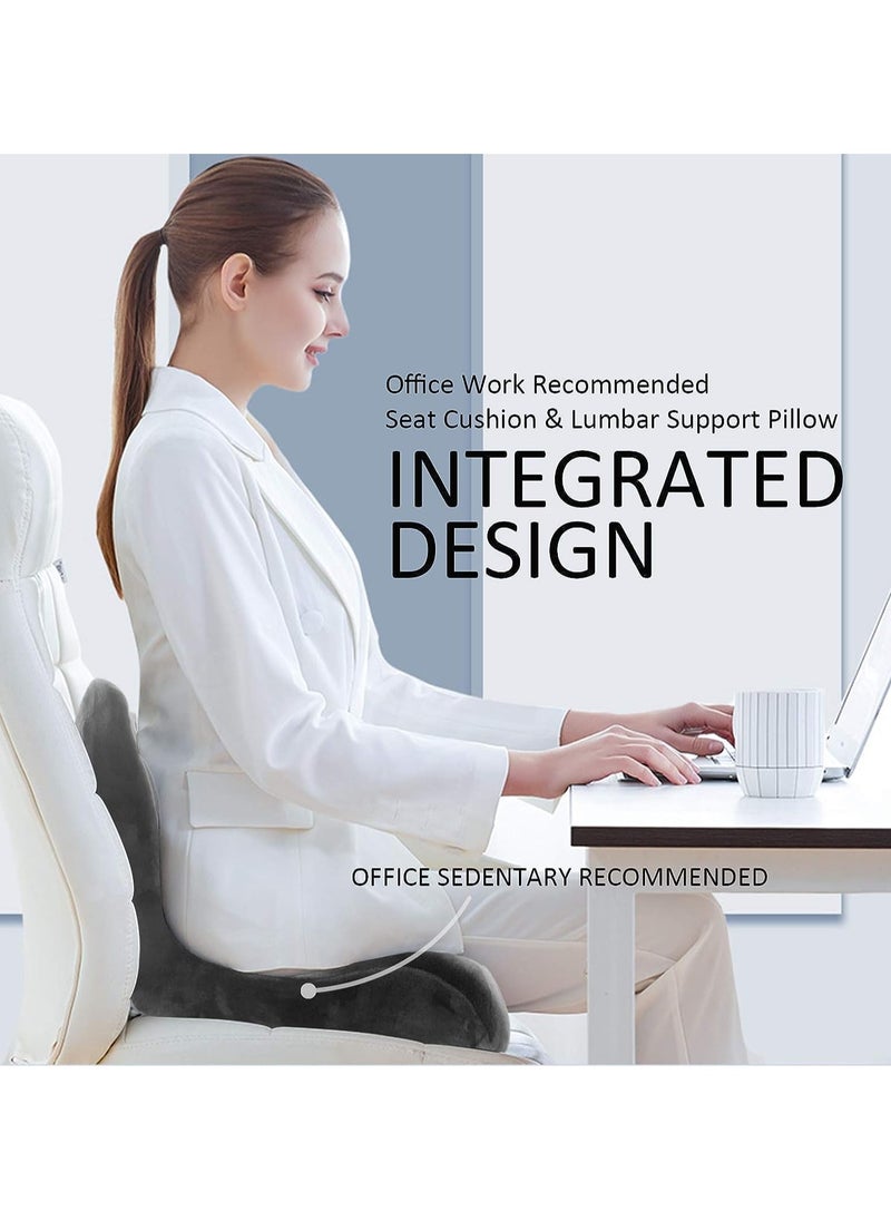 TYCOM - Tycom Seat Cushion for Office Lumbar Support Pillow Chair Memory Foam Coccyx Seat Cushion for Sciatica Back Support Pillow Chair Pads Reduce Tailbone Pressure Dark and Light Grey. - Image 1