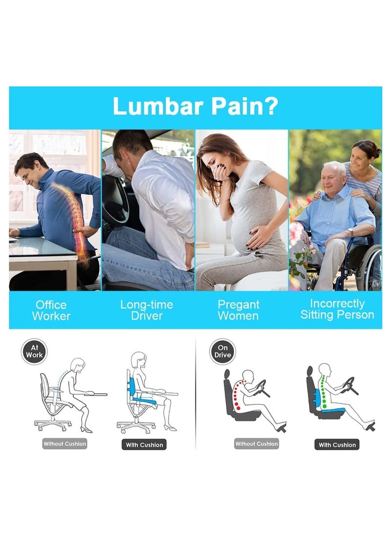 TYCOM - Tycom Seat Cushion for Office Lumbar Support Pillow Chair Memory Foam Coccyx Seat Cushion for Sciatica Back Support Pillow Chair Pads Reduce Tailbone Pressure Dark and Light Grey. - Image 1