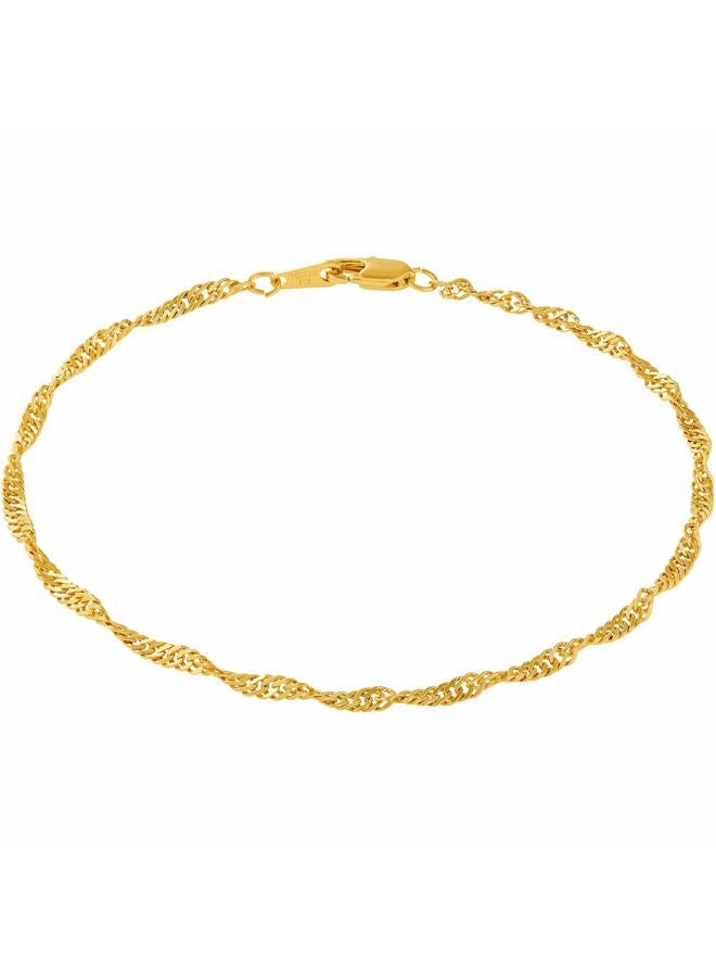 Lifetime Jewelry Womens Gold Anklet 24k Real Gold Plated 2mm Whisper Chain Ankle Bracelets, 9 inches, Metal, not_applicable - Image 1