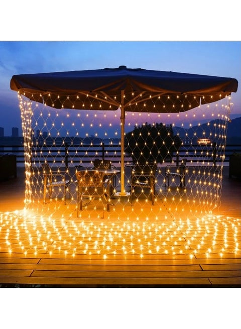 Yellow Warm Light LED Net Curtain String Light 120 LED