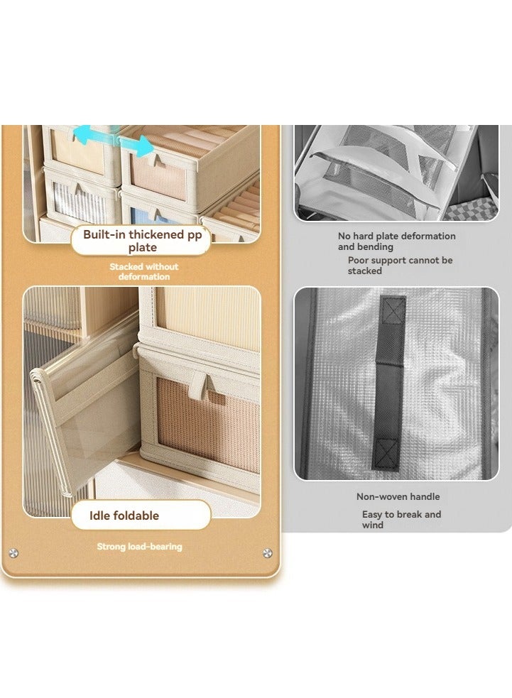 XiuWoo Set of 2 Wardrobe Storage Organiser, Foldable Closet Clothes Organiser Fabric Storage Boxes ,40*27*17CM,size L  - Image 2