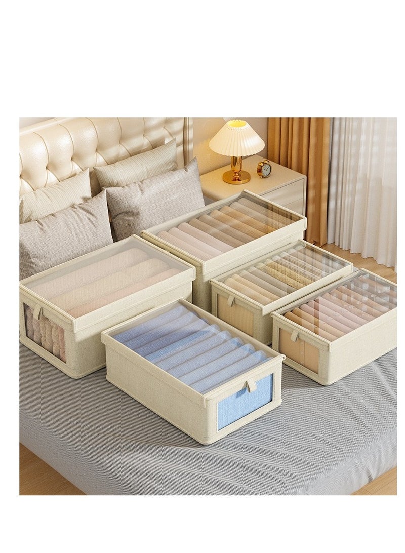 XiuWoo Set of 2 Wardrobe Storage Organiser, Foldable Closet Clothes Organiser Fabric Storage Boxes ,40*27*17CM,size L  - Image 4
