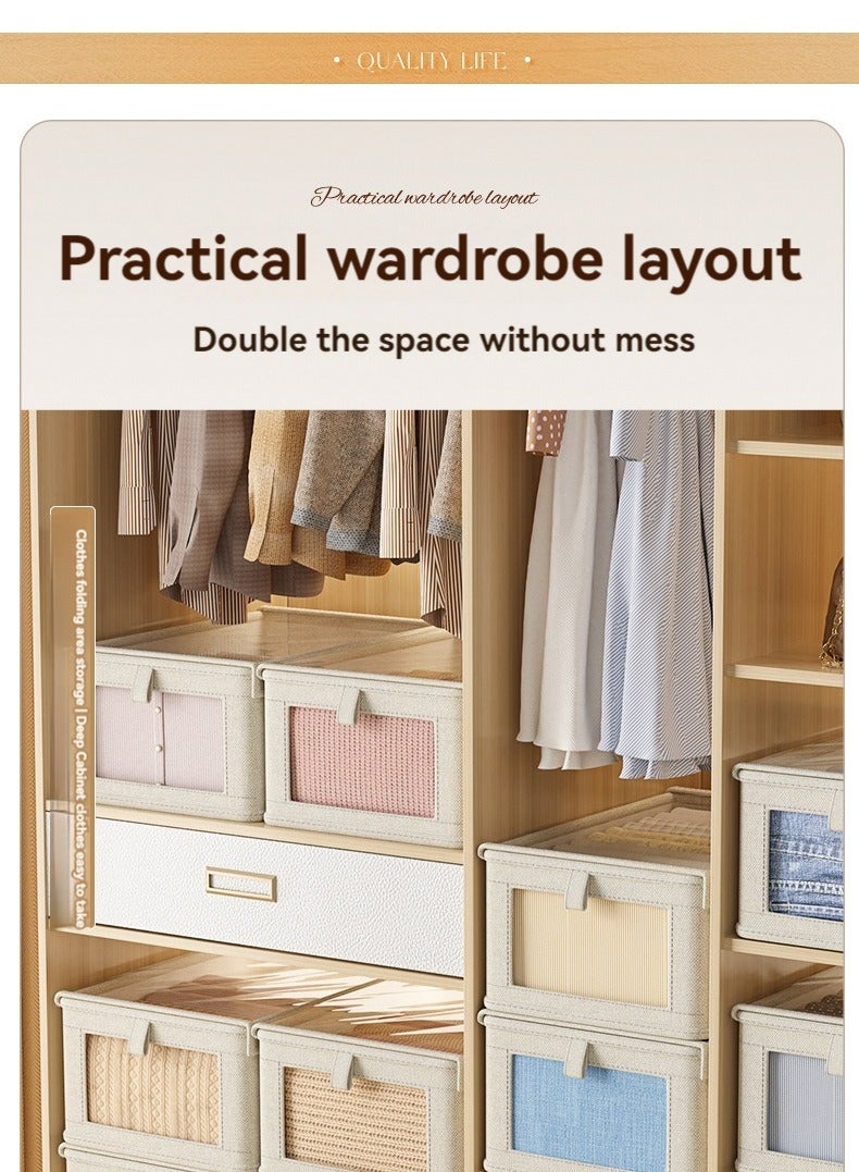 XiuWoo Set of 2 Wardrobe Storage Organiser, Foldable Closet Clothes Organiser Fabric Storage Boxes ,40*27*17CM,size L  - Image 3