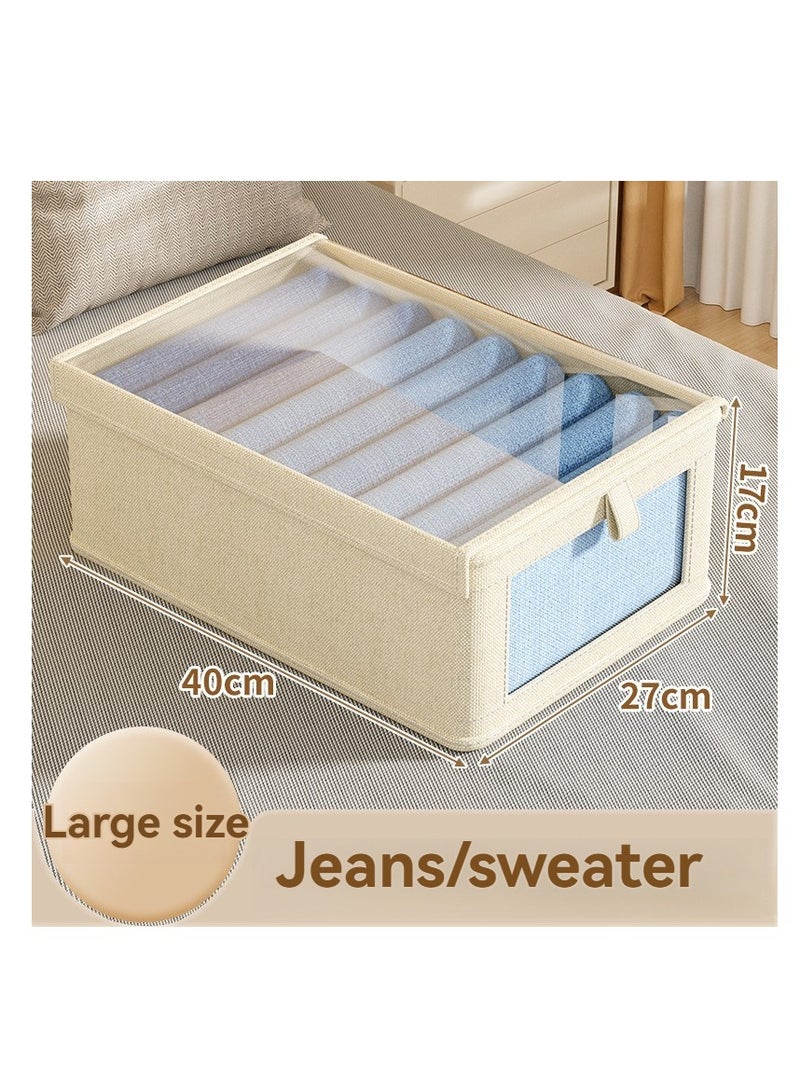 XiuWoo Set of 2 Wardrobe Storage Organiser, Foldable Closet Clothes Organiser Fabric Storage Boxes ,40*27*17CM,size L  - Image 5