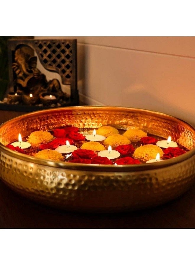 World Fire® Urli Bowl for Floating Flowers and Tea-Light Candles Home, Office and Table Decor Size : 12In (Hammerd Golden Urli 12 Inch), 500 ml - Image 1
