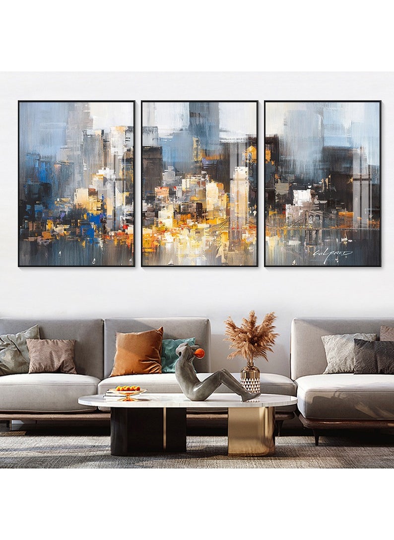 FASHION HOME 3PCS Wall Art Bright Style Minimalist Decor Modern Abstract Canvas Prints Poster Picture Framed Paintings Decorations  - Image 2