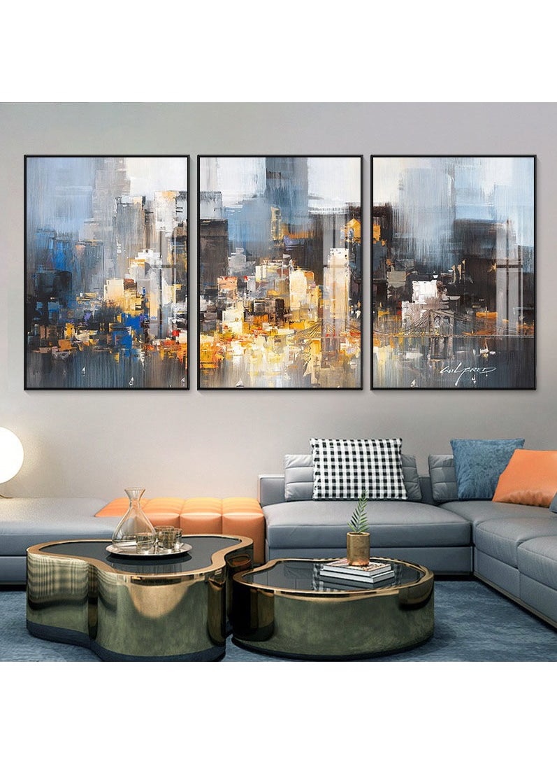FASHION HOME 3PCS Wall Art Bright Style Minimalist Decor Modern Abstract Canvas Prints Poster Picture Framed Paintings Decorations  - Image 3