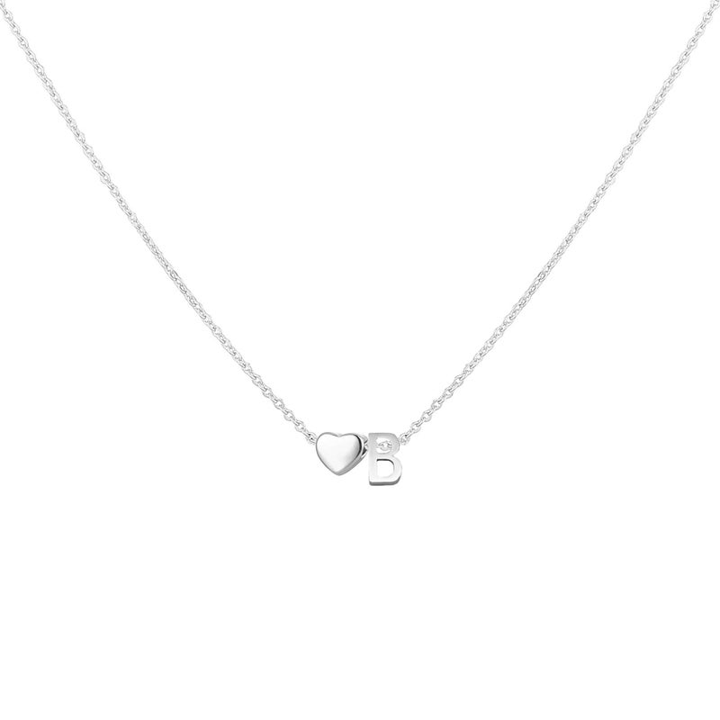 Glimmerst Heart Initial Necklace for Women Stainless Steel Tiny Heart Letter B Necklace Personalized Name Necklace - Image 1
