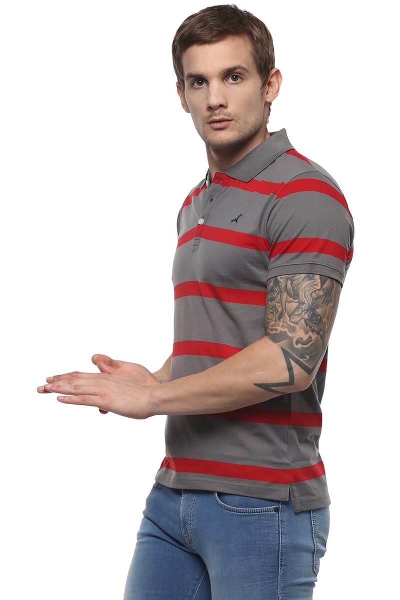 American Crew Men's Regular Fit T-Shirt (AC1040-S_Grey & Red_S) - Image 3