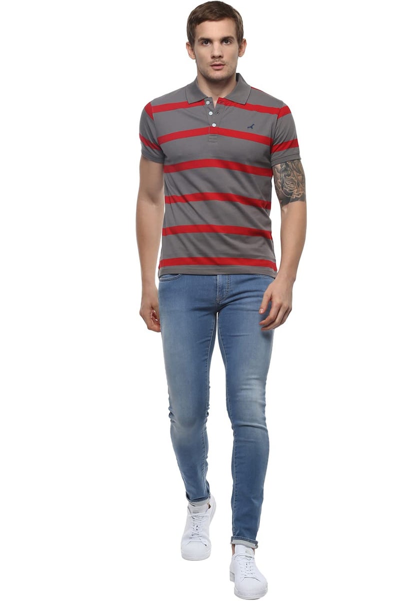 American Crew Men's Regular Fit T-Shirt (AC1040-S_Grey & Red_S) - Image 2
