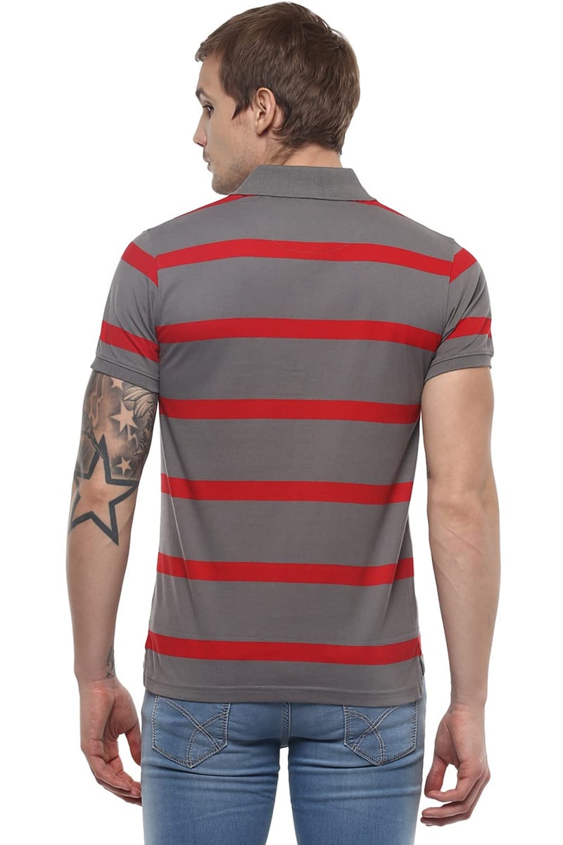 American Crew Men's Regular Fit T-Shirt (AC1040-S_Grey & Red_S) - Image 5