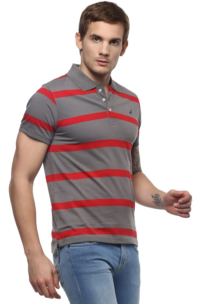 American Crew Men's Regular Fit T-Shirt (AC1040-S_Grey & Red_S) - Image 4