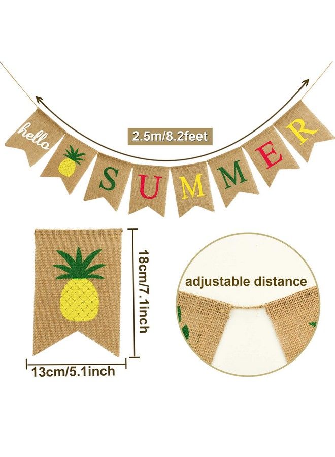 Blulu Hello Summer Burlap Banner Rustic Summer Banner With Flamingo Pattern Summer Garland Flag Decoration For Pool Party Beach Party Barbecue Party (Color Set 2) - Image 5
