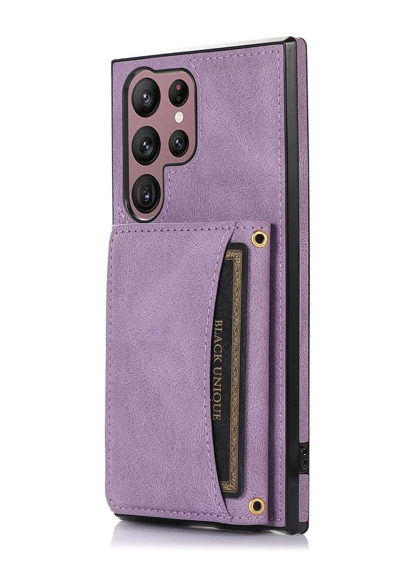 Suteni Back Cover Card Slots Leather Phone Case for Samsung - Image 1