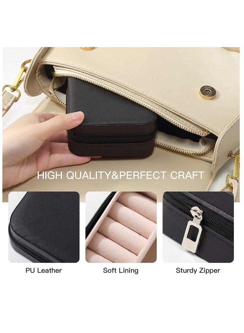 Generic Jewellery Storage for Travel Jewellery Box Small Faux Leather Mini Jewellery Travel Case for Necklaces Bracelets Earrings Rings - (Black) - Image 5