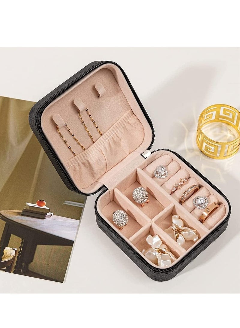 Generic Jewellery Storage for Travel Jewellery Box Small Faux Leather Mini Jewellery Travel Case for Necklaces Bracelets Earrings Rings - (Black) - Image 3