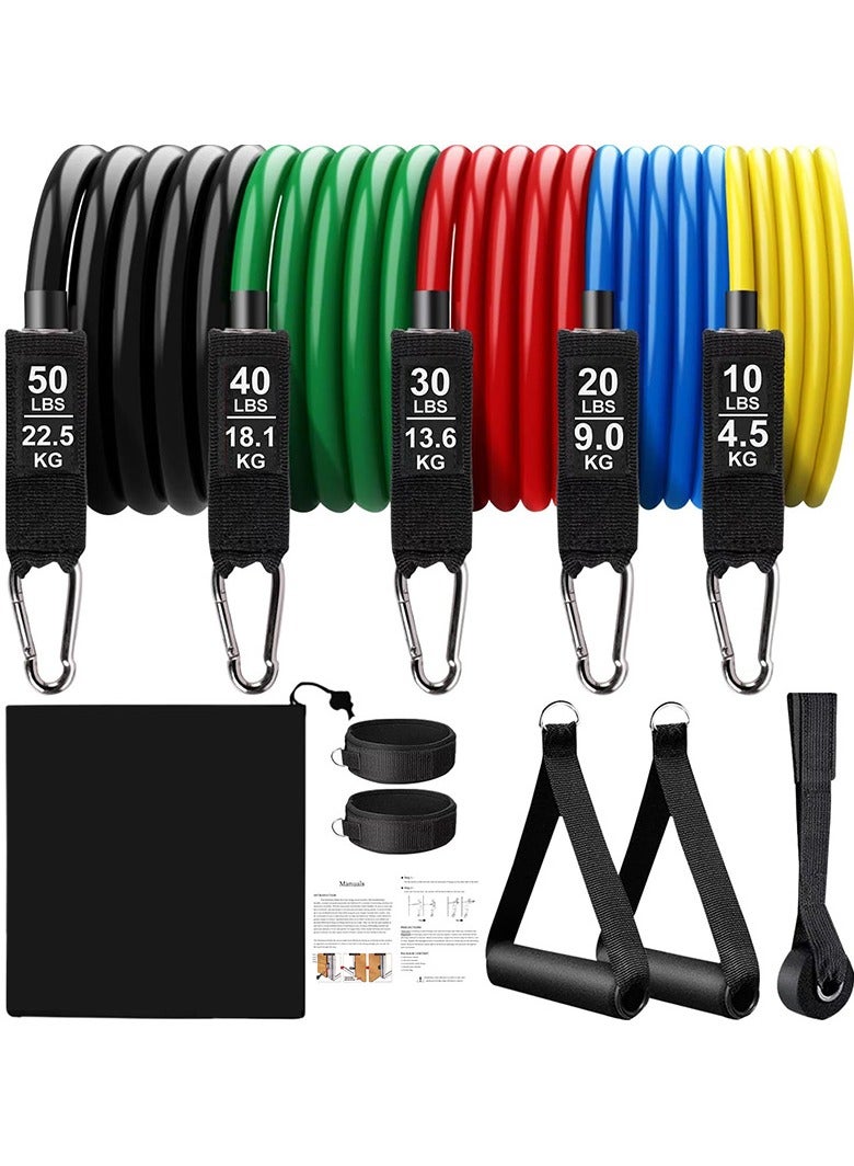 Generic 150 LBS Resistance Bands for Workout Kit Men & Women, Exercise Resistance Tubes Set Workout Bands with Door Anchor Handles Legs Ankle Straps for Training Home Shape Body Physical Therap  - Image 1