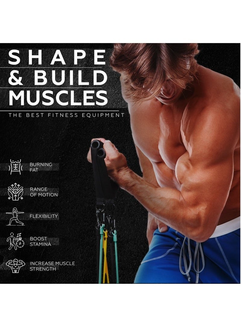 Generic 150 LBS Resistance Bands for Workout Kit Men & Women, Exercise Resistance Tubes Set Workout Bands with Door Anchor Handles Legs Ankle Straps for Training Home Shape Body Physical Therap  - Image 2