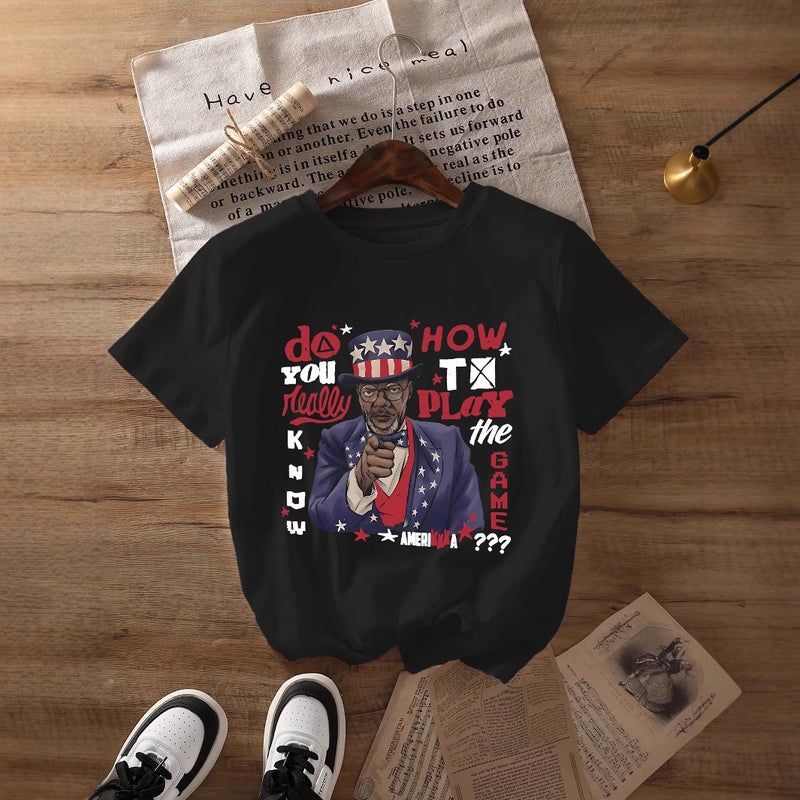 Independent Station Women'S Tops Round Neck Cartoon Printed Short-Sleeved T-Shirt-M - Image 4