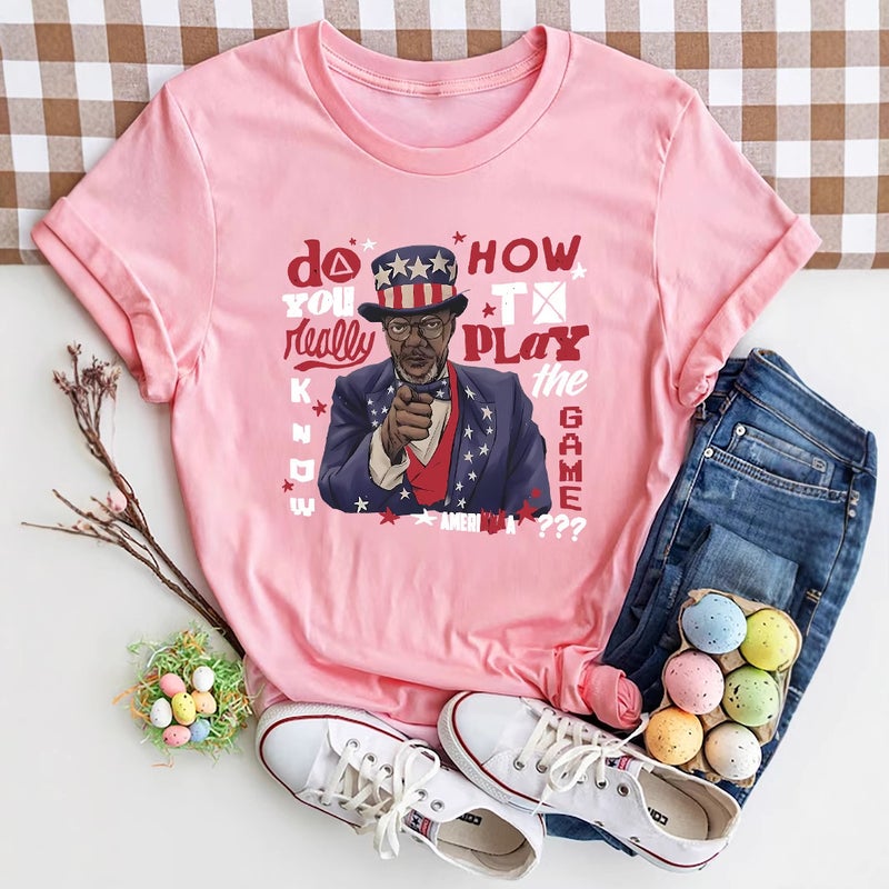 Independent Station Women'S Tops Round Neck Cartoon Printed Short-Sleeved T-Shirt-M - Image 2