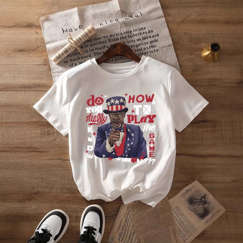 Independent Station Women'S Tops Round Neck Cartoon Printed Short-Sleeved T-Shirt-M - Image 5
