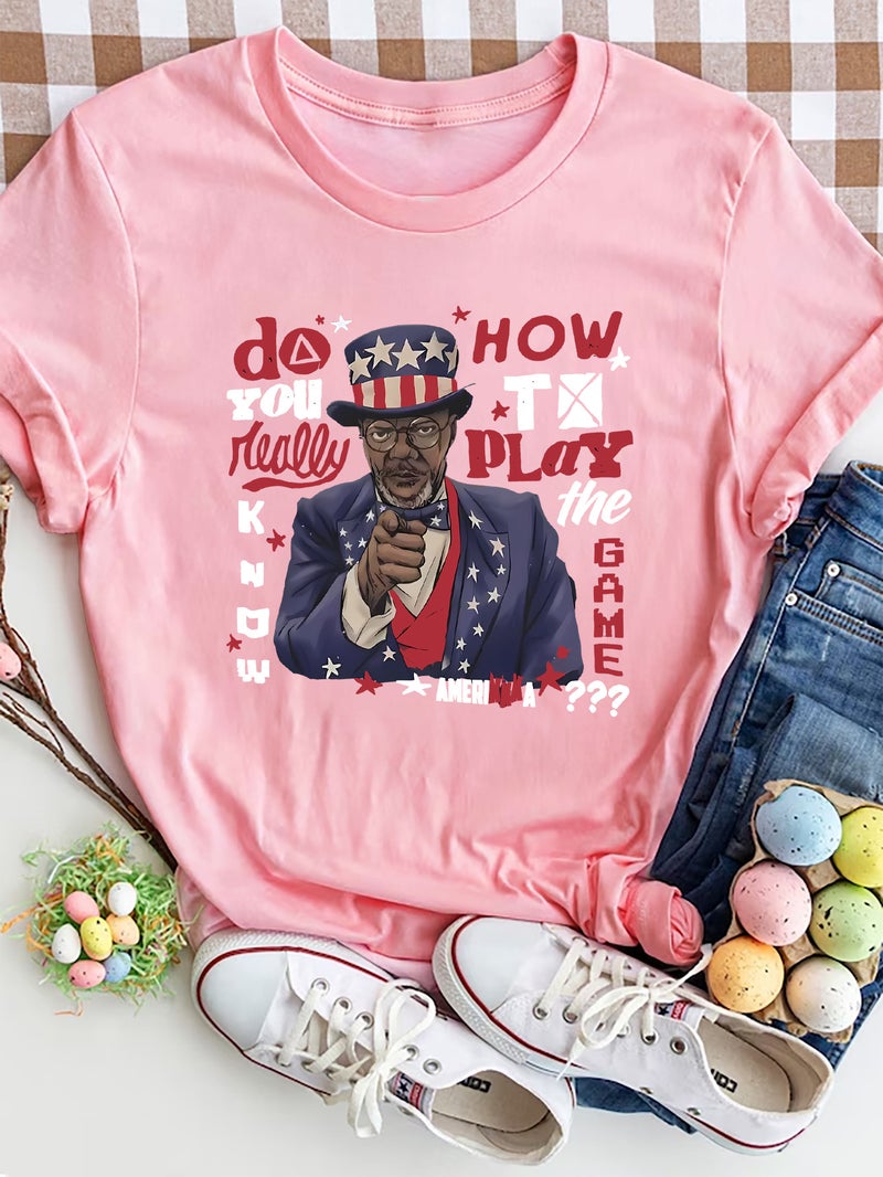 Independent Station Women'S Tops Round Neck Cartoon Printed Short-Sleeved T-Shirt-M - Image 1