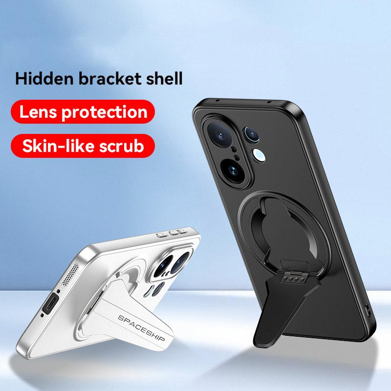 erorex For vivo S20 Pro Spaceship MagSafe Folding Holder Phone Case(Black) - Image 2