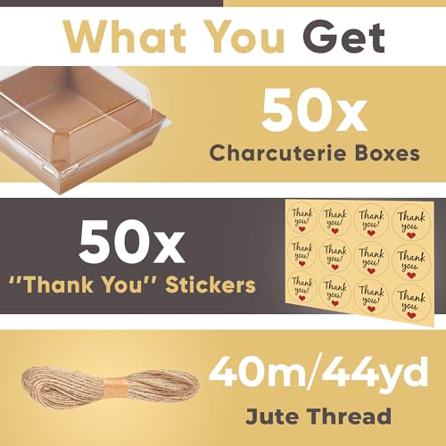 Leafiew 50 Pack Small Charcuterie Boxes with Clear Lids - To Go Paper Mini Charcuterie Box, Disposable Food Containers, 5Inch Dessert Boxes - Sandwich, Cookie, Sushi, Cake Slice, Strawberries (Brown) - Image 3