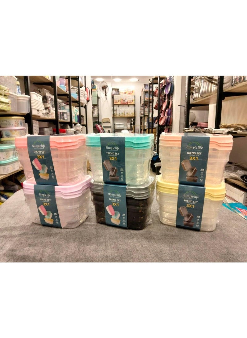 3-Piece Food Containers Set Multicolour - Image 2