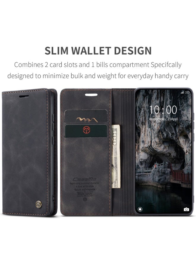 كيس مي جراب موبايل من الجلد الصناعي الفاخر  013 وحامل للكروت و البطاقات متوافق مع Xiaomi 15T (اسود ) - Image 5