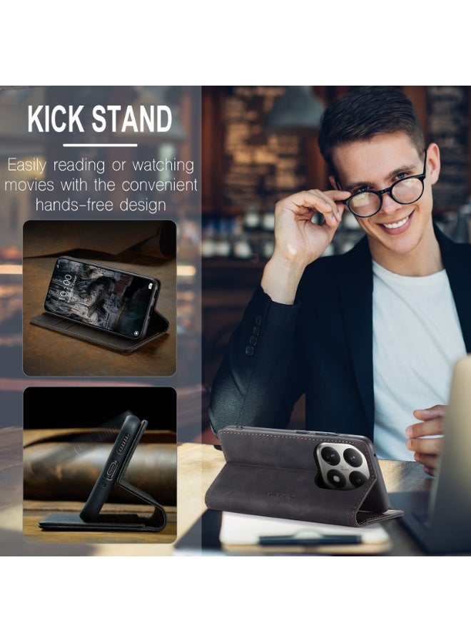 كيس مي جراب موبايل من الجلد الصناعي الفاخر  013 وحامل للكروت و البطاقات متوافق مع Xiaomi 15T (اسود ) - Image 3