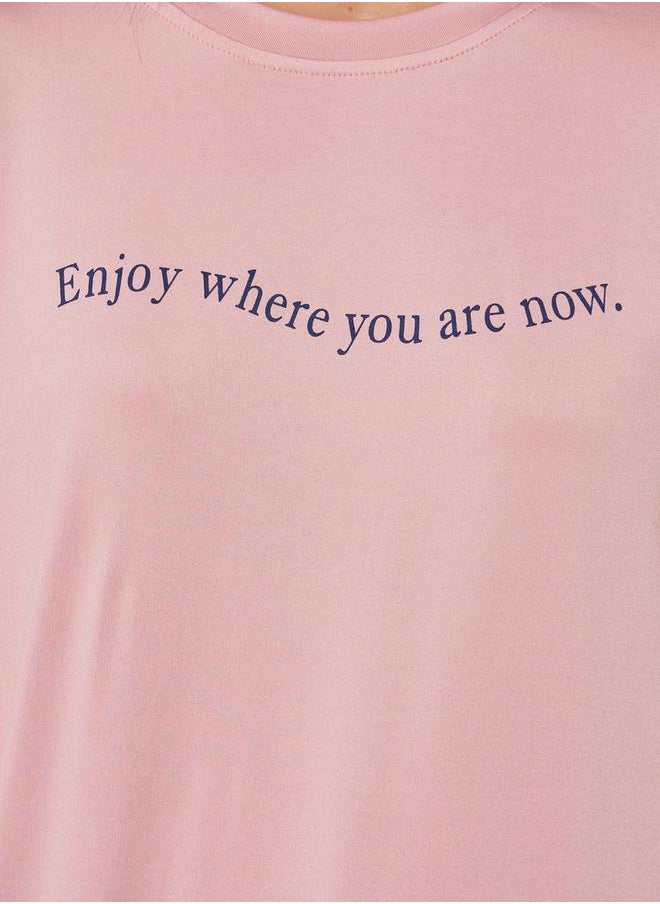 Take Two Slogan Print Round Neck Oversized T-Shirt  - Image 3