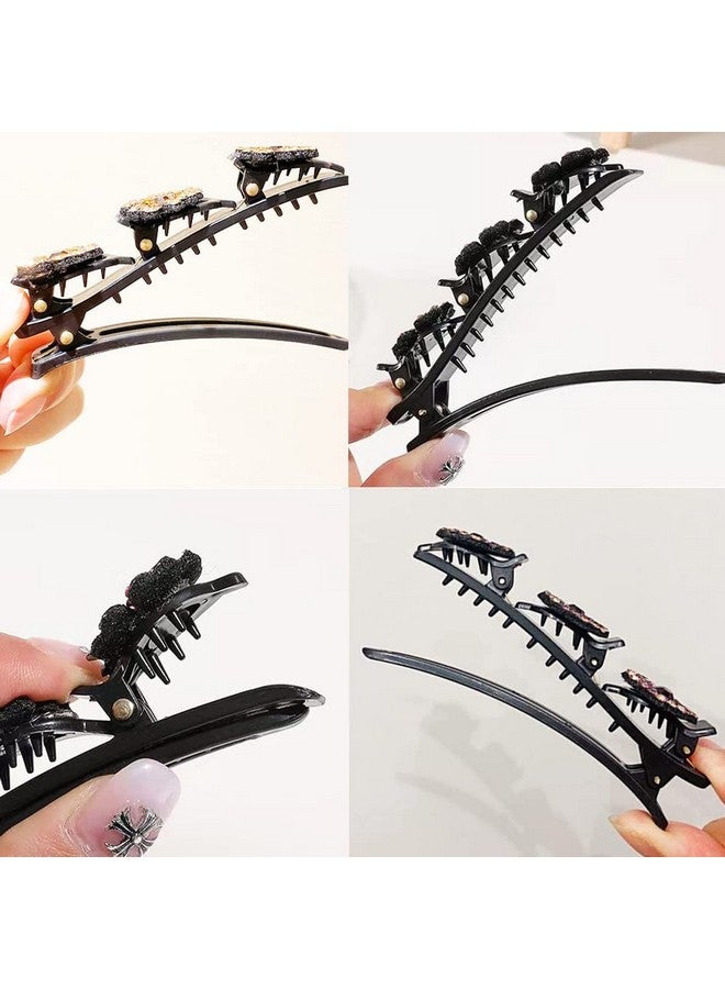 PALAY 4 Pcs Hair Braid Accessories Hair Sectioning Clamps Sparkling Crystal Stone Hairpins Braided Hair Clips Girls Fashion Hairdressing Styling Tools, Multi - Image 4