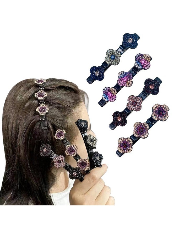 PALAY 4 Pcs Hair Braid Accessories Hair Sectioning Clamps Sparkling Crystal Stone Hairpins Braided Hair Clips Girls Fashion Hairdressing Styling Tools, Multi - Image 1