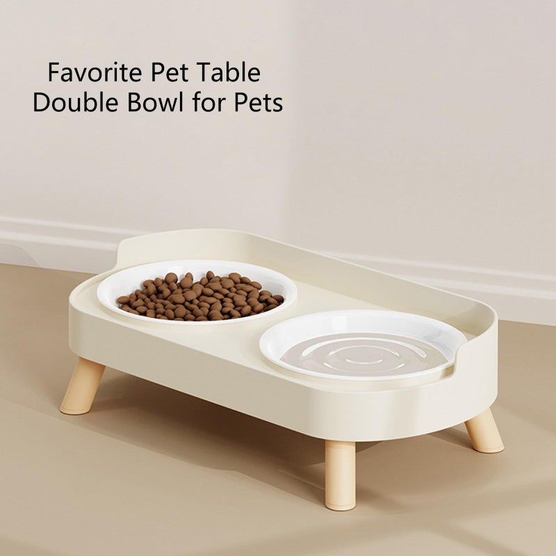 Elevated Cat Food and Water Bowl Set White Splash Proof Dishwasher Safe Pet Feeder - Image 4