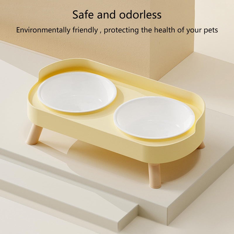Elevated Cat Food and Water Bowl Set White Splash Proof Dishwasher Safe Pet Feeder - Image 5