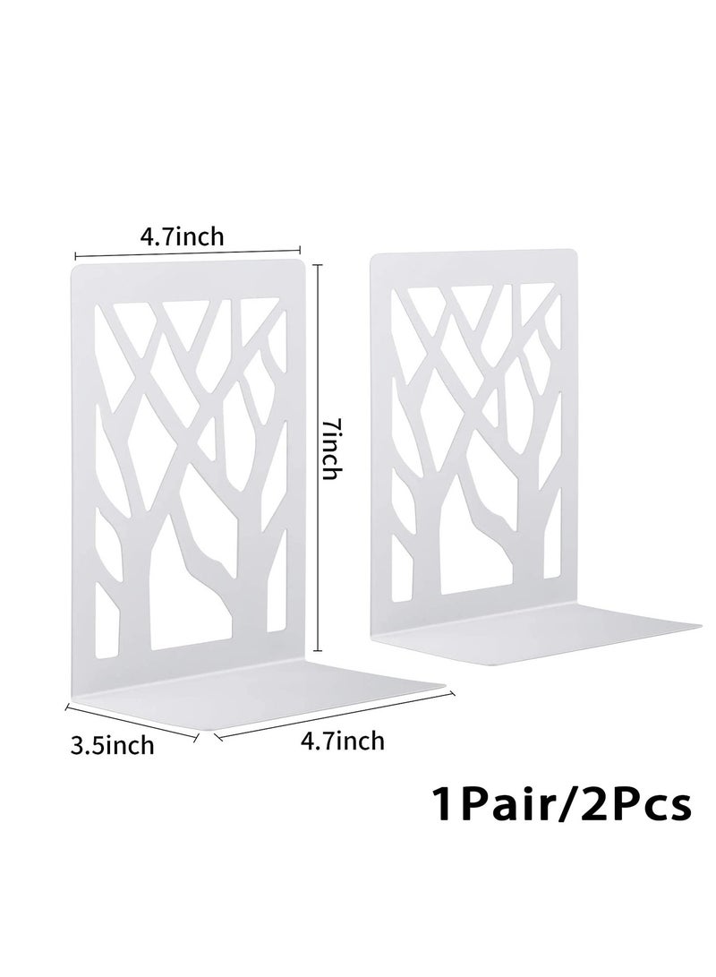 SOLARAE Bookends, Book Ends for Shelves, Bookends for Office, Book Ends for Heavy Books, Book Shelf Holder Stand Home DecorativeÔºåMetal Bookend Supports, Book Stoppers, White(1 Pair) - Image 2